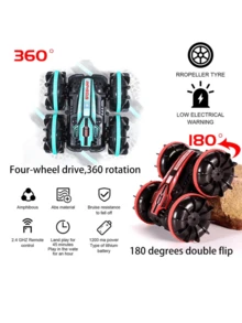 水陸兩棲遙控車,2.4ghz手勢感應4wd遙控船,360°旋轉防水遙控特技車,適合4-12歲兒童禮物,適用於各種地形,海灘、泳池、水中玩具 - 綠色 - 查看 4