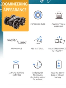 水陸兩棲遙控車,2.4ghz手勢感應4wd遙控船,360°旋轉防水遙控特技車,適合4-12歲兒童禮物,適用於各種地形,海灘、泳池、水中玩具 - 綠色 - 查看 3