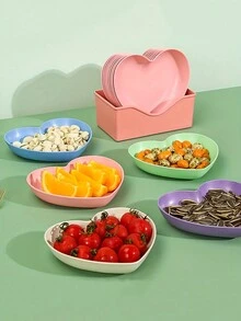 1pc/5pcs Heart Shaped Bone China Dish, Creative Home Use Heart Fruit Plate, Suitable For Valentine's Day, New Year Party Decoration - Beige - View 8