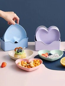 1pc/5pcs Heart Shaped Bone China Dish, Creative Home Use Heart Fruit Plate, Suitable For Valentine's Day, New Year Party Decoration - Beige - View 7