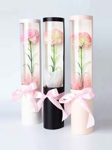 5pcs Flower Packaging Gift Box Pvc Handbag Flower Tube Bag, Suitable For Proposal, Valentine'S Day Party, Birthday Party, Surprise Box - White - View 5