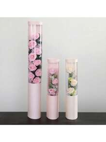 5pcs Flower Packaging Gift Box Pvc Handbag Flower Tube Bag, Suitable For Proposal, Valentine'S Day Party, Birthday Party, Surprise Box - White - View 9