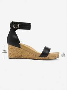 Women's Open Toe Comfort Buckle Ankle Strap Platform Mother's Day Gift Wedge Sandals - màu đen - Xem 7