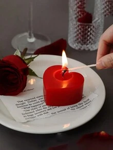 1入組心形裝飾蠟燭燈,家居裝飾模擬蠟燭,工藝擺件,生日禮物,婚禮派對裝飾,臥室照明,晚餐露營野餐,完美的派對裝飾 - 紅色 - 查看 5