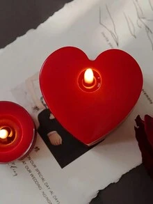 1入組心形裝飾蠟燭燈,家居裝飾模擬蠟燭,工藝擺件,生日禮物,婚禮派對裝飾,臥室照明,晚餐露營野餐,完美的派對裝飾 - 紅色 - 查看 4