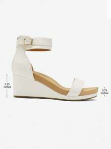 Women Black Open Toe Buckle Ankle Strap Summer Platform  Valentine's Day  Wedge Sandals - trắng - Xem 6