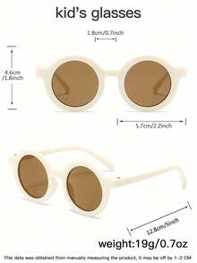 1 PC Boys Girls 3-8Y Acrylic Round Frame Fashion Eyeglasses And 1 PC Colorful Beads Eyeglasses Chain - Beige - View 4