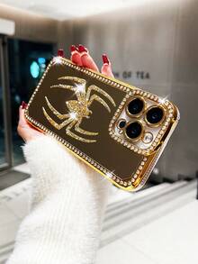 一個鑲有水鑽/電鍍/激光雕刻/中空/鑲嵌蜘蛛tpu手機殼,適用於iphone 7/8/se2/iphone7p/8p/iphone X/xs/xr/iphonexs Max/iphone11/iphone11 Pro/iphone11 Pro Max/iphone12/iphone12 Pro/iphone11 Pro Max/iphone12/iphone 12 Pro/iphone12 Pro Max/iphone 13/iphone 13 Pro/iphone13 Pro Max/iphone 14/iphone 14 Pro/iphone 14 Plus/iphone14 Pro Max/iphone 15/iphone 15 Pro/iphone 15 Plus/iphone15 Pro Max - 金色 - 查看 4
