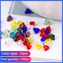 1box/Set 15 Colorful Triangular Glass Beads With Holes For Clothing, Shoes, Hats, Crafts, Jewelry, Decoration Accessories - 15 Mixed Colors - View 1