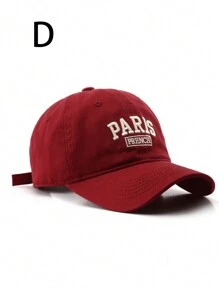 1件 有字母巴黎刺繡的時尚棒球帽，街頭風格