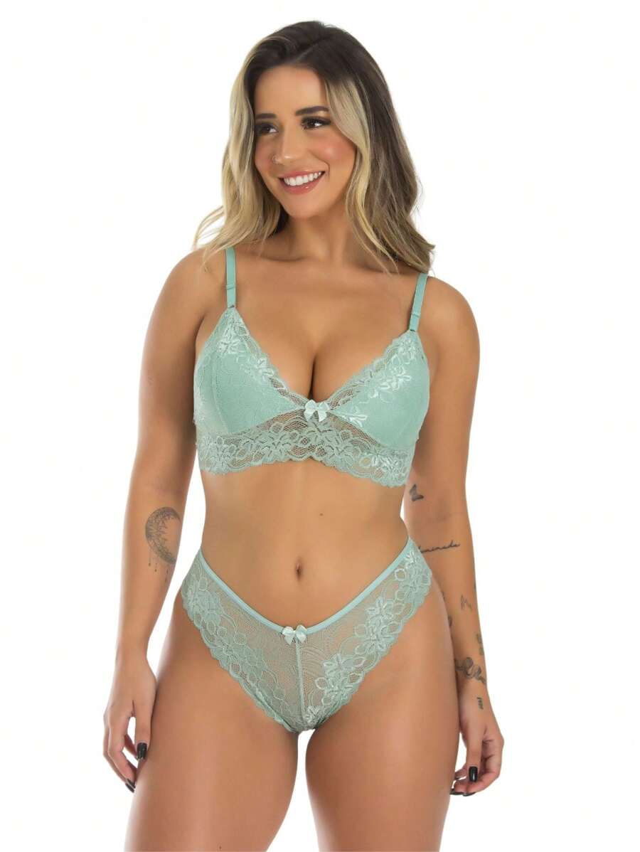 Women Sexy Lingerie Sets - Màu xanh Bạc hà - Xem 1