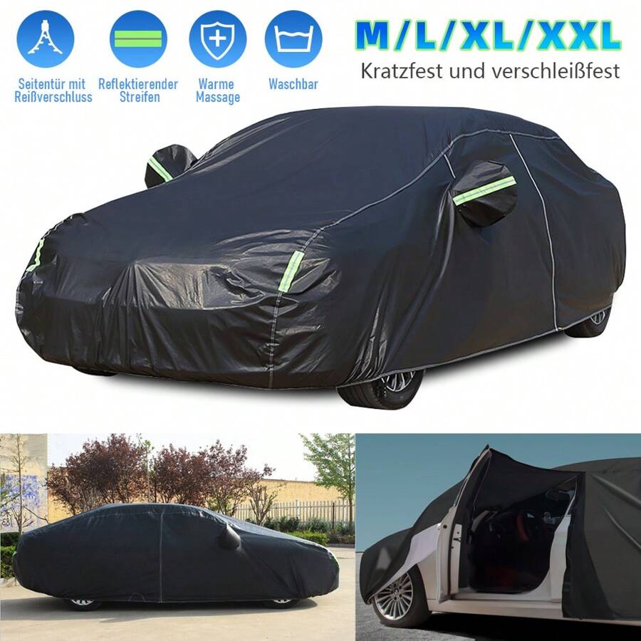 Car Cover, Outdoor Full Set Car Covers, 190T All Weather Waterproof Automobiles Cover, Sunscreen And Scratch Proof, Side Sliding Door, Universal Car Cover For Parking Lot Or Street - L - 查看 1