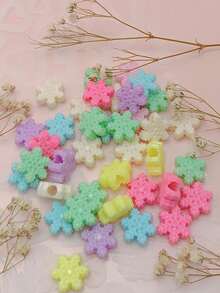 Cuentas para pulseras 50g 100 a 1400pzs figuras separadores alfabeto acrílico para fabricación de joyería DIY collar pulsera bola #4 #6 #8 #10 concha kaury copo de nieve corazón dije colgante de corazón corona para pulseras cruz collares delfín dona estrella Flor Letra dije bisutería hoja mariposa bricolaje cabujones acrílico - 100pzs-Copo de nieve - Ver 3