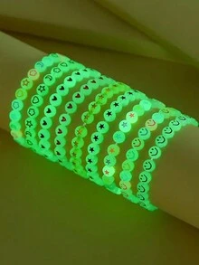 1盒4x7mm發光字母亮光亮片無孔丸子彩色豆子,圓形寶石婚禮首飾製作配件 - 熒光色 - 查看 4