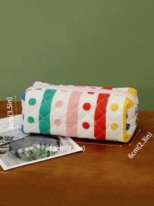 1 Miếng Hoa & Chấm bi Khâu Túi mỹ phẩm & Hộp bút Với Dung lượng lớn Đối với Trang điểm & Văn phòng phẩm Lưu trữ , Thích hợp Dành cho Cô gái - Nhiều màu - Xem 5