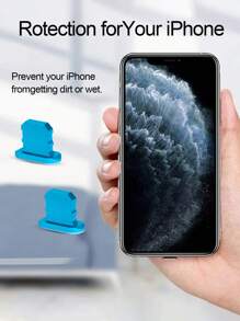 5入組金屬防塵塞，適用於iPhone充電口和耳機插孔 - 藍色 - 查看 3