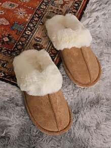 Women's Fuzzy Memory Foam Slippers Fluffy Winter House Shoes Indoor And Outdoor, Plush Bedroom Slippers, Fashionable Women Home Slippers Boots Sandals - 棕色 - 查看 5