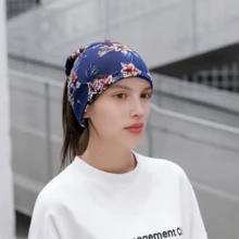 1 件女彈性多功能扭頭巾頭帶髮帶頸套面罩,適合戶外活動、校園、節慶和聚會 - 藍色 - 查看 2