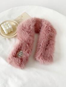 1pc Fashionable Warm Plush Solid Color Long Scarf Shawl Wrap For Women, Perfect For Autumn/Winter Outdoor Activities - Pink - View 3