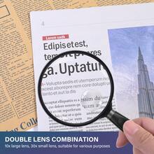 高清放大鏡,老人兒童閱讀輔助放大鏡,手提手持放大鏡,10 倍附 30 倍輔助鏡頭,75 毫米 - 黑色 - 查看 4