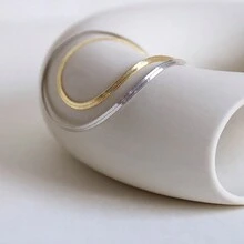 1入金色極簡不鏽鋼刀片形狀3mm寬度,女性用鈦鋼項鍊,不易褪色,適宜日常佩戴 - 金黃色 - 查看 8