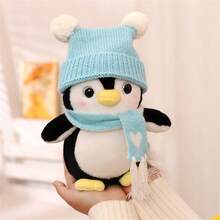 1隻可愛的模擬企鵝毛絨玩具,創意舒適企鵝雛鳥造型枕頭,生日禮物,家居裝飾,娃娃收藏 - 藍色 - 查看 6