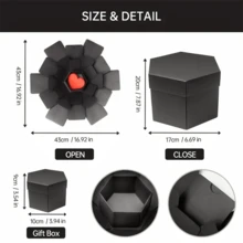 1入組創意diy爆炸盒,約會回憶和派對裝飾,用於生日、周年、婚禮、情人節等,作為派對小禮物及手工相簿盒子 - 黑色 - 查看 5