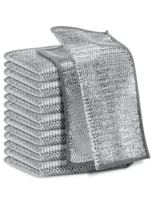8pcs Multipurpose Wire Miracle Cleaning Cloths,  For Wet And Dry Mesh Microfiber Cleaning Cloth For Metal, Kitchen, Dishes - Silver - View 1