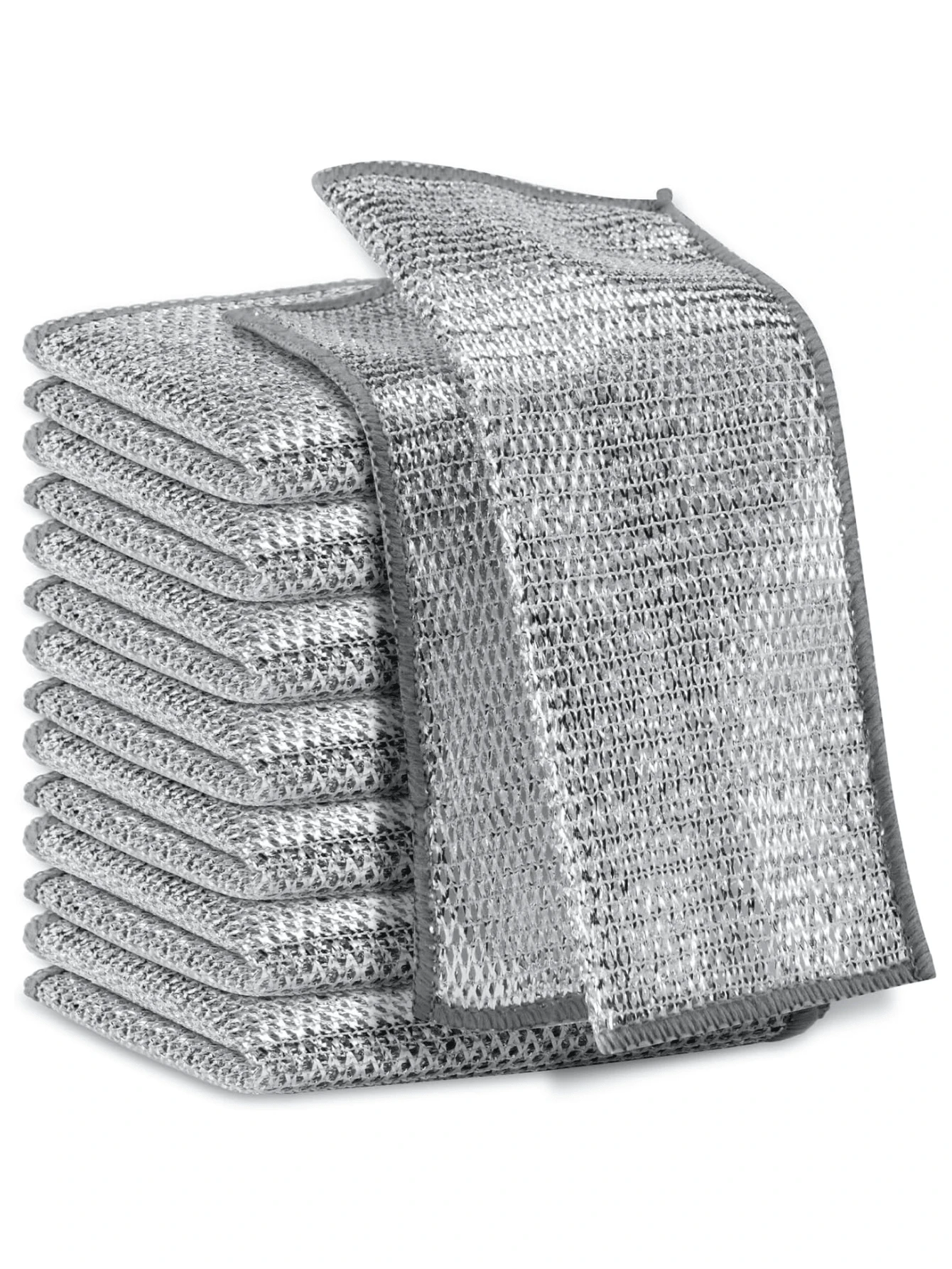 8pcs Multipurpose Wire Miracle Cleaning Cloths,  For Wet And Dry Mesh Microfiber Cleaning Cloth For Metal, Kitchen, Dishes - Silver - View 1