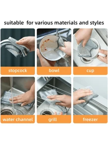 8pcs Multipurpose Wire Miracle Cleaning Cloths,  For Wet And Dry Mesh Microfiber Cleaning Cloth For Metal, Kitchen, Dishes - Silver - View 5