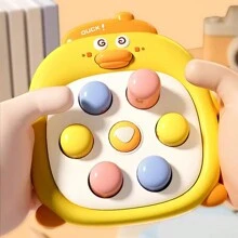1 件兒童手持式打地鼠遊戲機卡通鴨形益智減壓玩具,適合親子互動,提升手眼協調能力與樂趣 - 黃色 - 查看 8