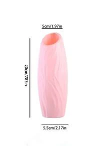 1入組塑料花瓶,適用於桌面和客廳裝飾,圓口設計可放乾花或鮮花 - 粉色 - 查看 3