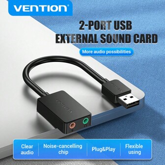 VENTION USB External Sound Card USB To 3.5mm Jack Audio Adapter With Dual TRS 3-Pole 3.5mm Headphone And Microphone Jack For Windows, , PC, Laptop, Desktop, Headset, Switch And More
