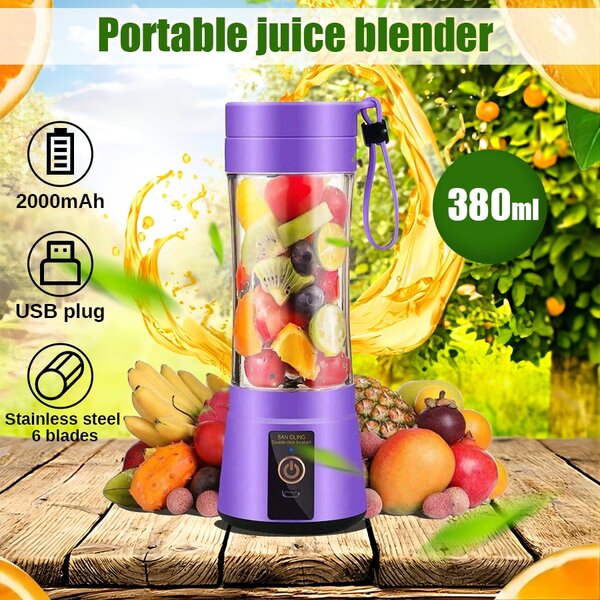 Personal Portable Blender,Mini Juice Blender, USB Rechargeable Small Size Blender For Smoothies And Shakes,Mini Juicer Cup Travel 380ml, Juice, Milk,5Colors Available
