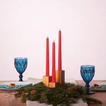 1box 4pcs 10-Inch Red Candles, 2cm Bottom Diameter, 8 Hours Burning Time, Metallic Conical Tube Candles, Dripless, Taper Candles, Long Candles, Unscented Dinner Candles For Party, Gathering And Wedding Decoration, Suitable For 4/3 Candlesticks - Classic Red - View 5