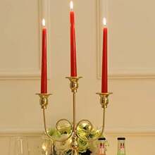 1box 4pcs 10-Inch Red Candles, 2cm Bottom Diameter, 8 Hours Burning Time, Metallic Conical Tube Candles, Dripless, Taper Candles, Long Candles, Unscented Dinner Candles For Party, Gathering And Wedding Decoration, Suitable For 4/3 Candlesticks - Classic Red - View 4