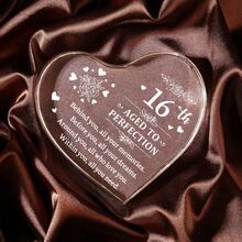 1入透明壓克力製心形裝飾紀念品,附圖案文字,適用於桌面裝飾、生日禮物、家居裝飾飾品 - 無色 - 查看 1