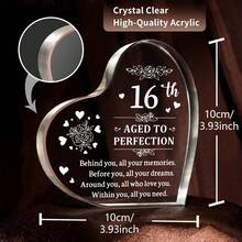 1入透明壓克力製心形裝飾紀念品,附圖案文字,適用於桌面裝飾、生日禮物、家居裝飾飾品 - 無色 - 查看 2