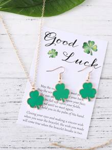 2入組聖帕特裡克節復古套裝,包括綠色帽子,啤酒,和矮人吊墜耳環,項鍊,卡片禮物（女性用） - 綠色 - 查看 15
