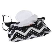 1pc Portable Wet Wipes Box, Plastic Refillable Wet Tissue Bag, Waterproof Eva Wet Tissue Bag, Portable Flip Cover Self-Sealing Wet Tissue Packing Bag, Travel Tissue Bag, Living Room/Bedroom/Bathroom Accessory - Black and White - View 1
