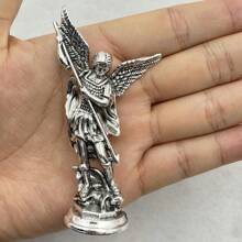 1pc Saint Michael Archangel Figurine, Sacred Angel Michael's Sculpture, Zinc Alloy Statue For Home Desk Decor Best Gifts Birthday Graduation