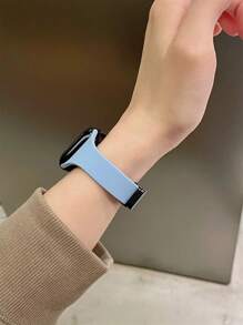 1pc Liquid Silicone Magnetic Watch Band Compatible With Apple Watch Band 42mm 38mm 40mm 41mm 44mm 45mm 46mm 49mm Fashion Smart Watch Replacement Watch Strap For Series Ultra2 Ultra SE2 SE 11 10 9 8 7 6 5 4 3 2 1 For Women Men Slim Style As A Gift For Students Returning To School - Baby Blue - View 4