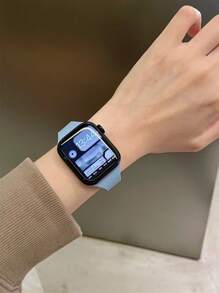 1pc Liquid Silicone Magnetic Watch Band Compatible With Apple Watch Band 42mm 38mm 40mm 41mm 44mm 45mm 46mm 49mm Fashion Smart Watch Replacement Watch Strap For Series Ultra2 Ultra SE2 SE 11 10 9 8 7 6 5 4 3 2 1 For Women Men Slim Style As A Gift For Students Returning To School - Baby Blue - View 3