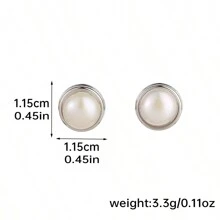 1pair Fashionable Luxurious Style Drop Earrings For Women With Natural Stone, Pearl Decor & 925 Silver, Copper Plated Gold - Earrings - View 9