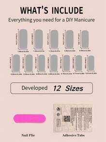 24 件裝長方形按壓式指甲黃色指甲帶可愛卡通起司、甜甜圈、麻花、白牛奶巧克力造型全覆蓋假指甲帶 1 條摩擦條和 1 塊果凍膠 - 彩色 - 查看 5