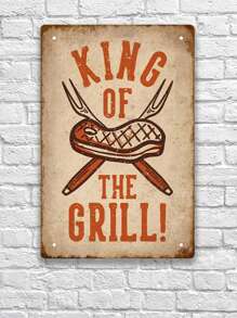1入組烤肉金屬錫牌,烤肉之王海報油畫,復古鑲板牆藝術裝飾,適用於餐廳、後院、露台、男人洞,7.9 X 11.8英寸 - 彩色 - 查看 1