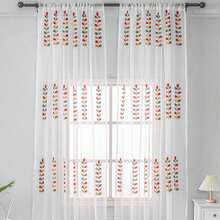 1片定制刺繡薄紗窗簾,適用於窗戶、陽台、臥室裝飾布 - 白色 - 查看 7