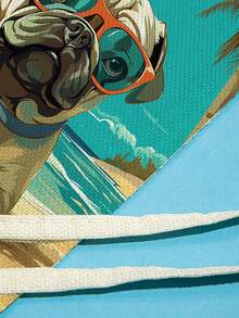 1件喜悅狗卡通動物印花單面亞麻圍裙 - 彩色 - 查看 4