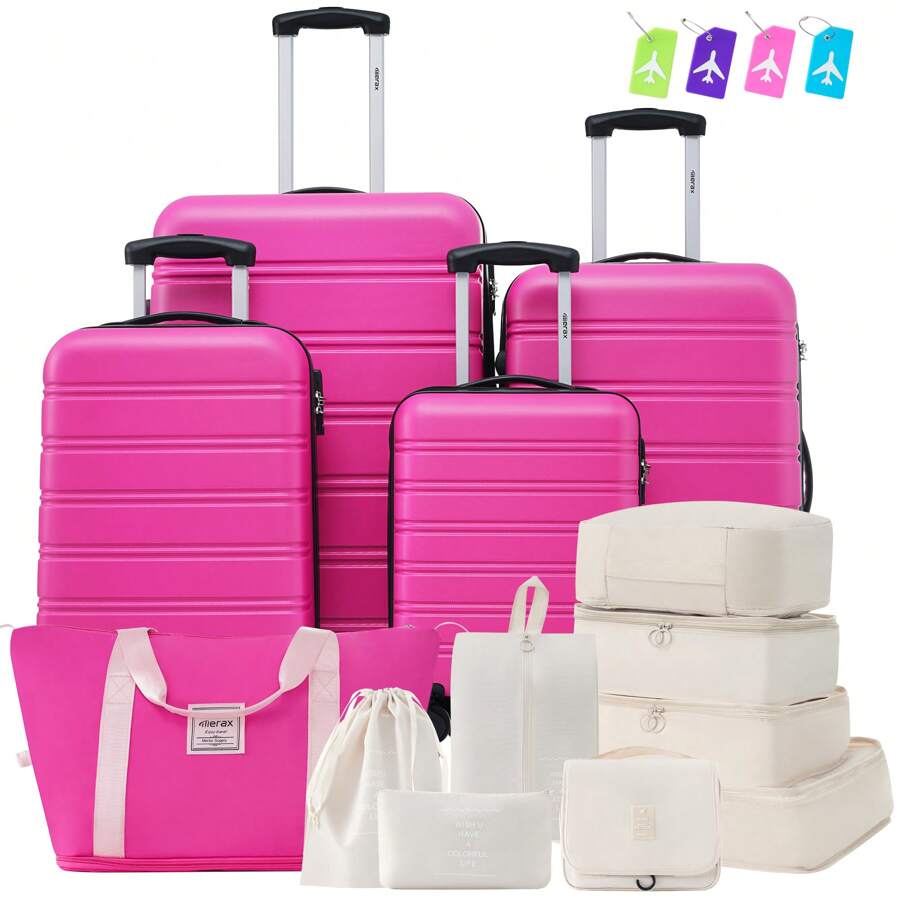 MERAX Hardshell Luggage Sets 4 Pcs + Bag Spinner Suitcase With TSA Lock Lightweight-16"+20"+24"+28" Luggages