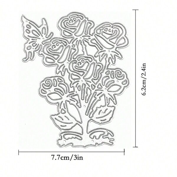 1pc Rina Rose Butterfly Frame Metal Die Cut, Flower Leaf Cutting Mold